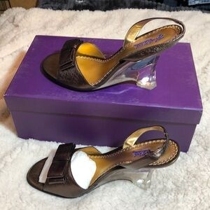 NEW-HALE Bob Acrylic Heels Brown Slingback Sandals